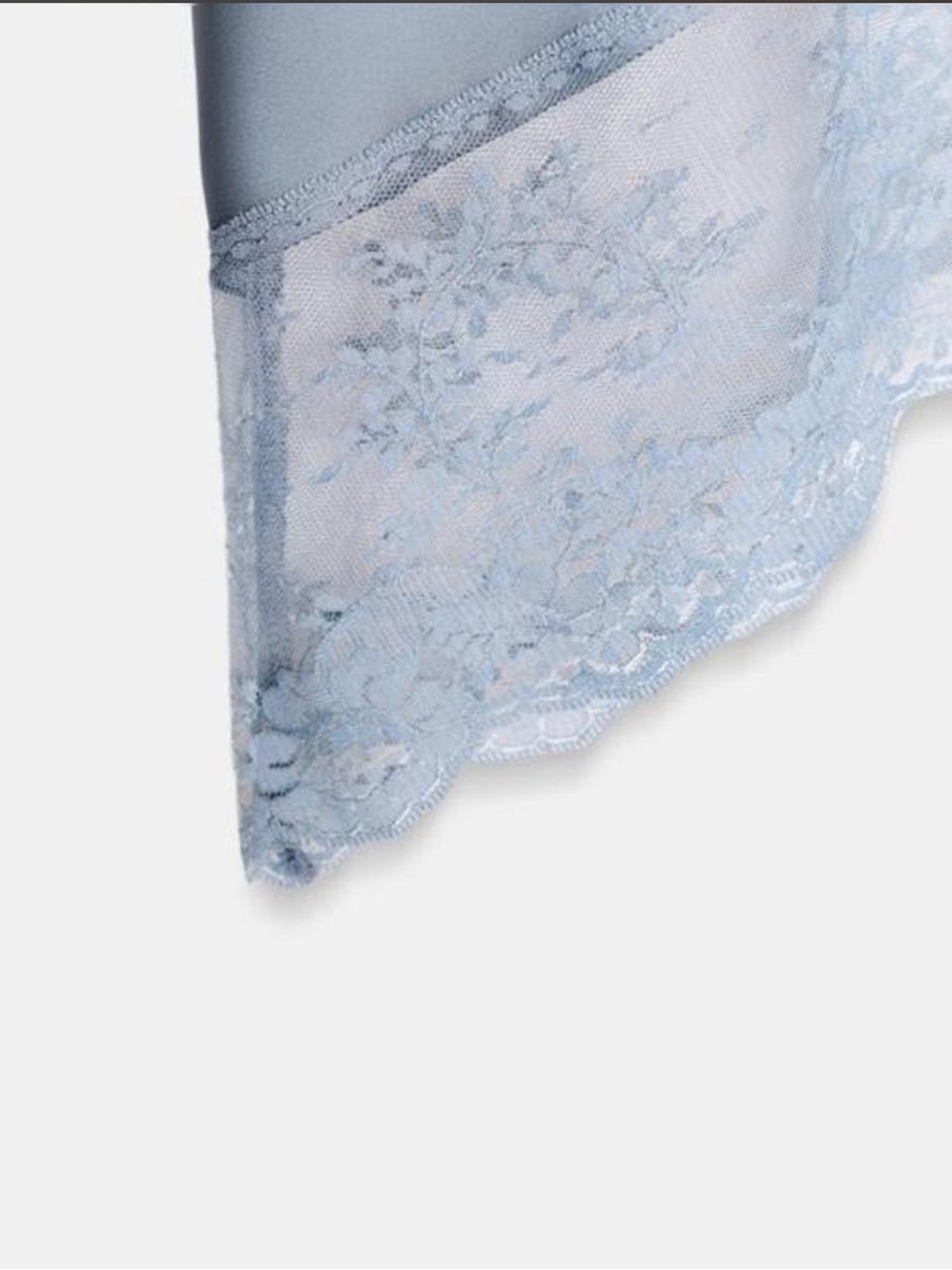 Satin Lace-Trim Slip Skirt — Dusty Blue - Picture 5 of 6